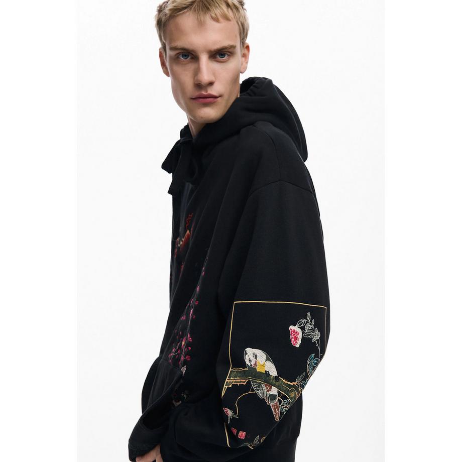 Desigual Felpa con cappuccio e dettagli ricamati  