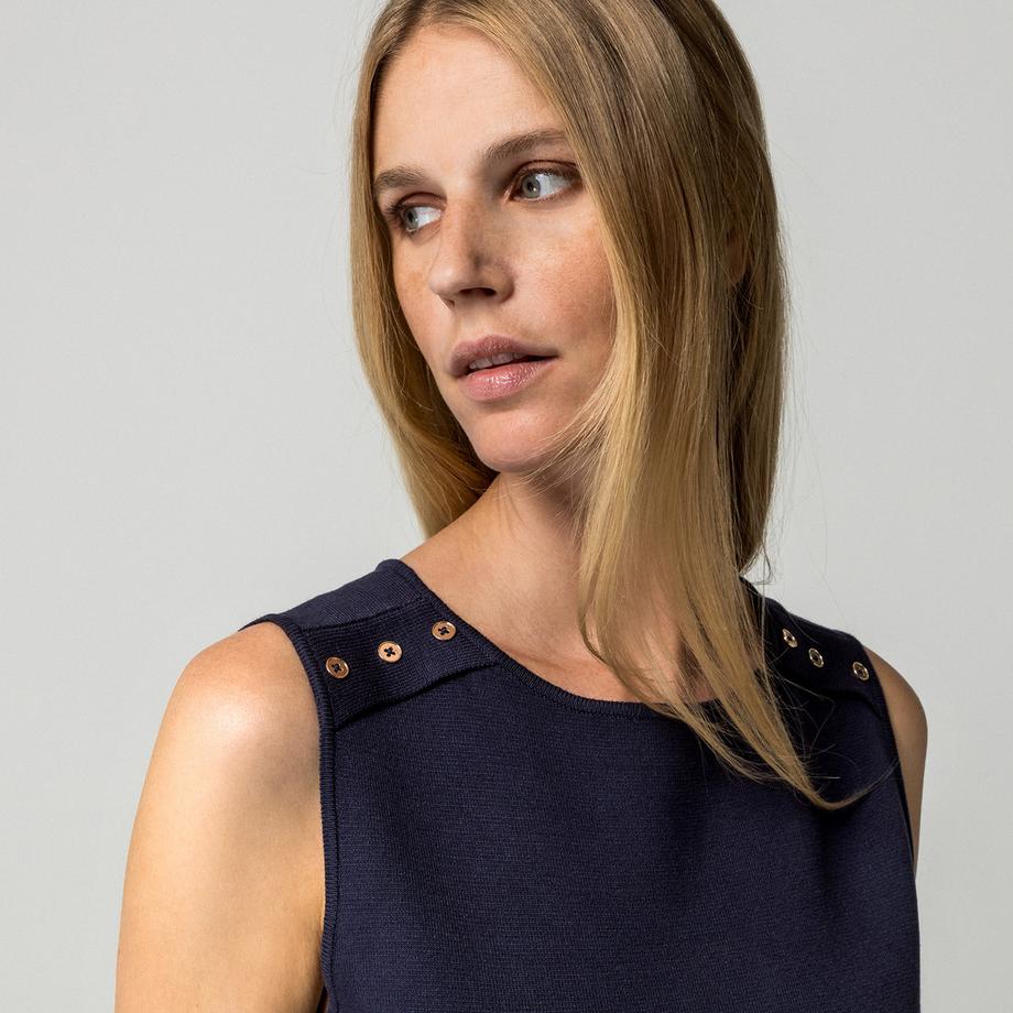 Manor Woman Vestito senza maniche con bottoni sulle spalle  