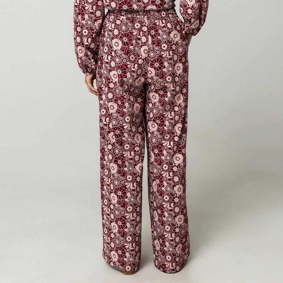 Manor Woman Pantalon à motif floral jambe large  