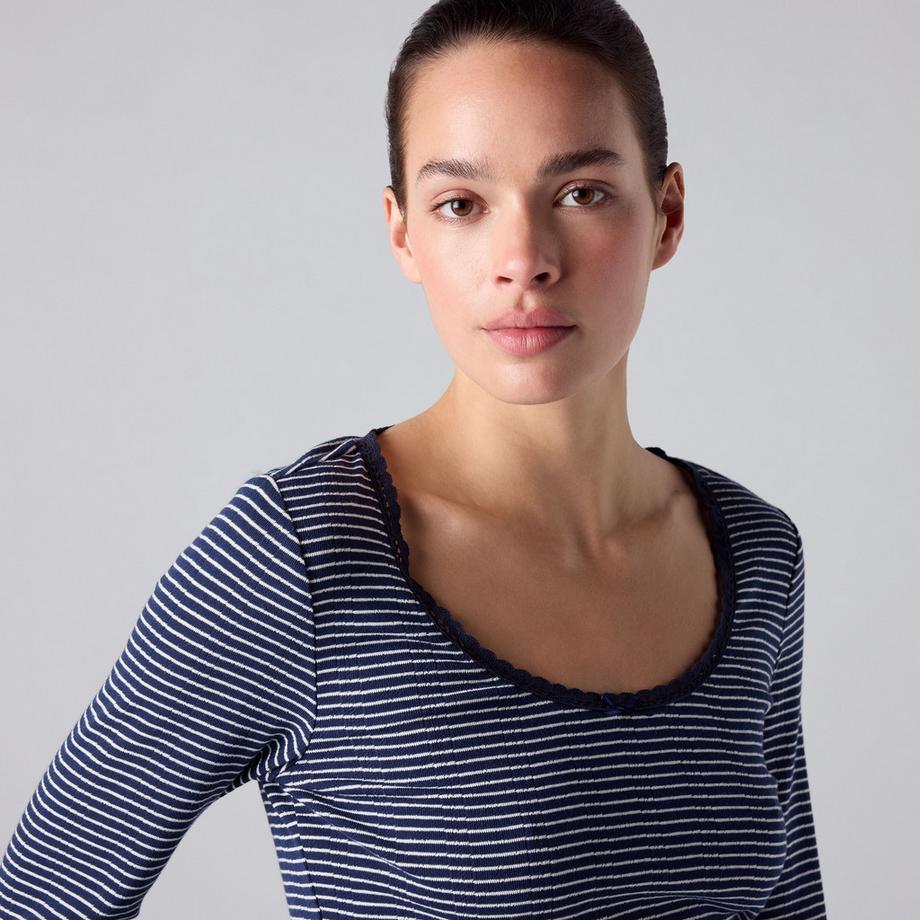 Levi's® Pull à manches longues rayé avec col festonné  