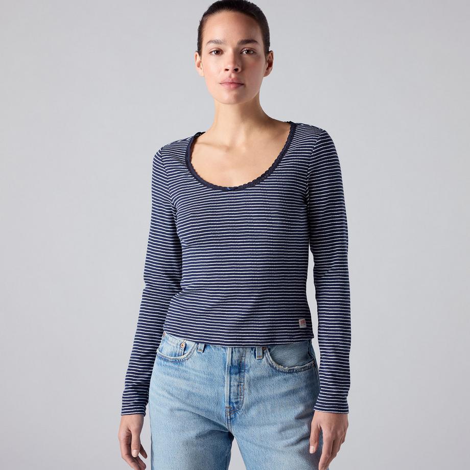 Levi's® Pull à manches longues rayé avec col festonné  