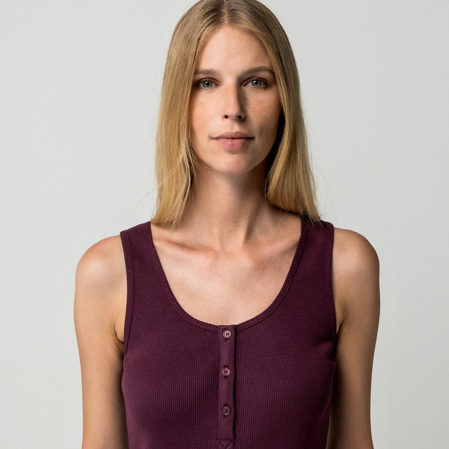 Manor Woman Gerippter Henley Tank Top  