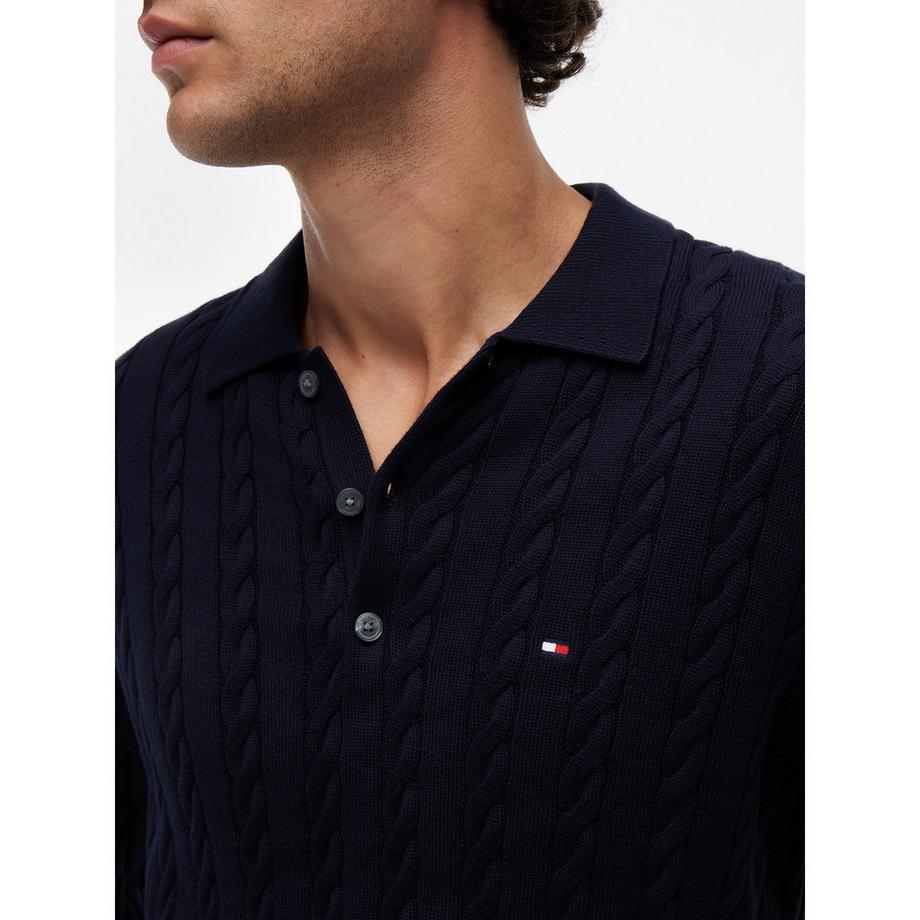 TOMMY HILFIGER Pullover Polo a Maglia Intrecciata  