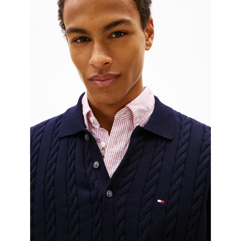 TOMMY HILFIGER Pullover Polo a Maglia Intrecciata  