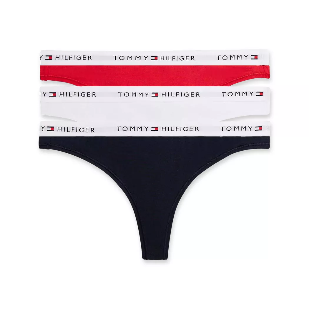 Tommy Hilfiger String Uw0uw06445 3 Unités Desert Sky / White / Primary Red S Femme 3