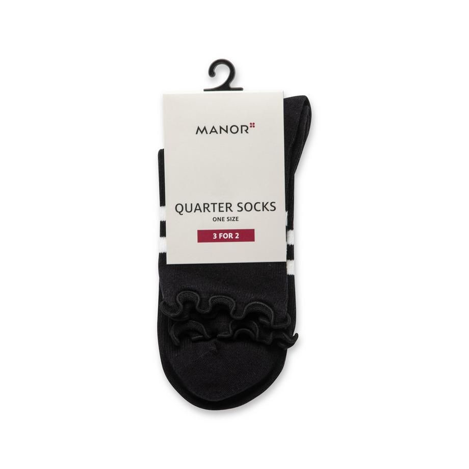 Manor Woman Quarter Curly Sport Sock Quarter Socken mit Rüschenbündchen  