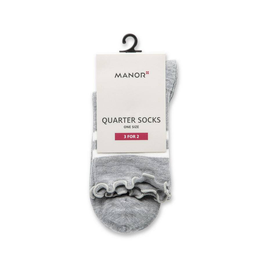Manor Woman Quarter Curly Sport Sock Quarter Socken mit Rüschenbündchen  