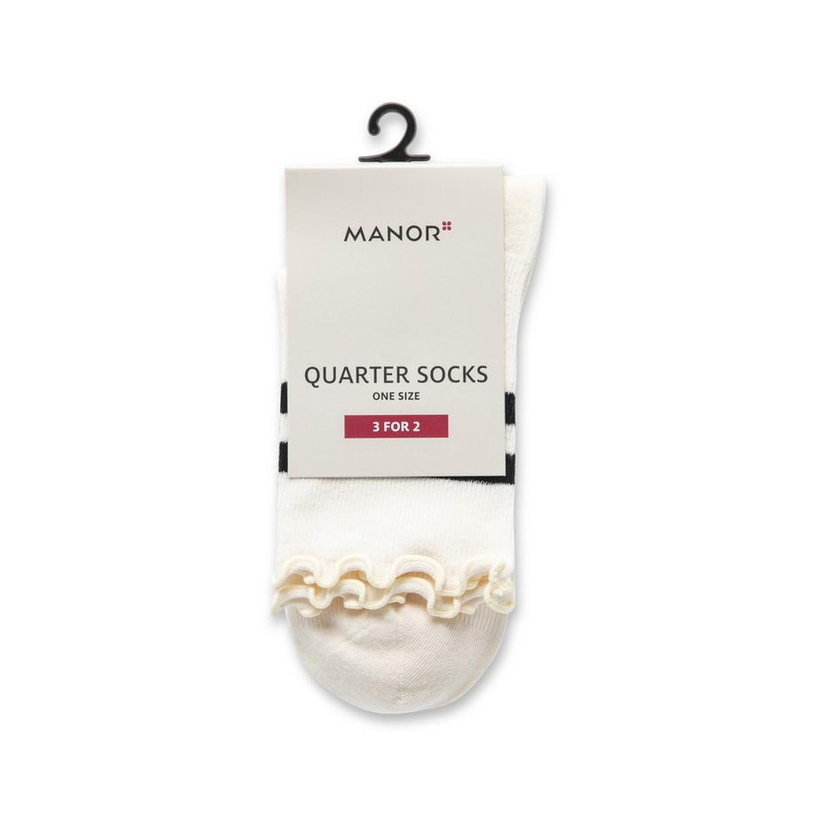 Manor Woman Quarter Curly Sport Sock Quarter Socken mit Rüschenbündchen  