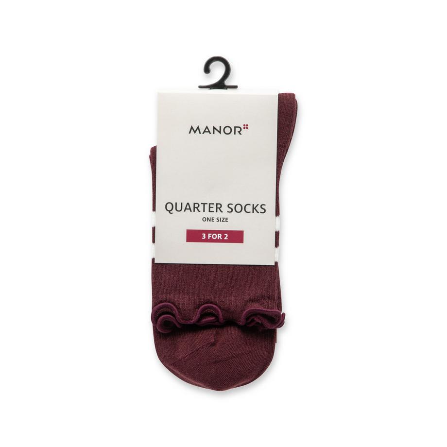 Manor Woman Quarter Curly Sport Sock Quarter Socken mit Rüschenbündchen  