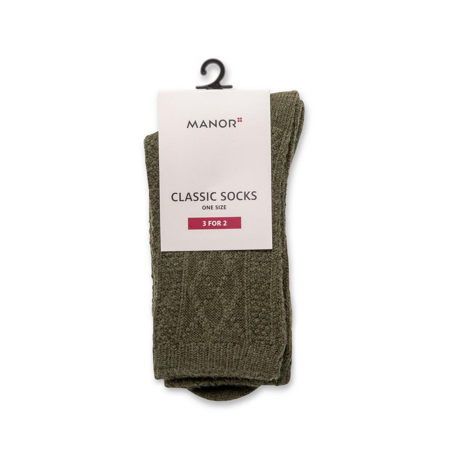 Manor Woman Chaussettes mi-mollet Classic Knit Wool Blend  