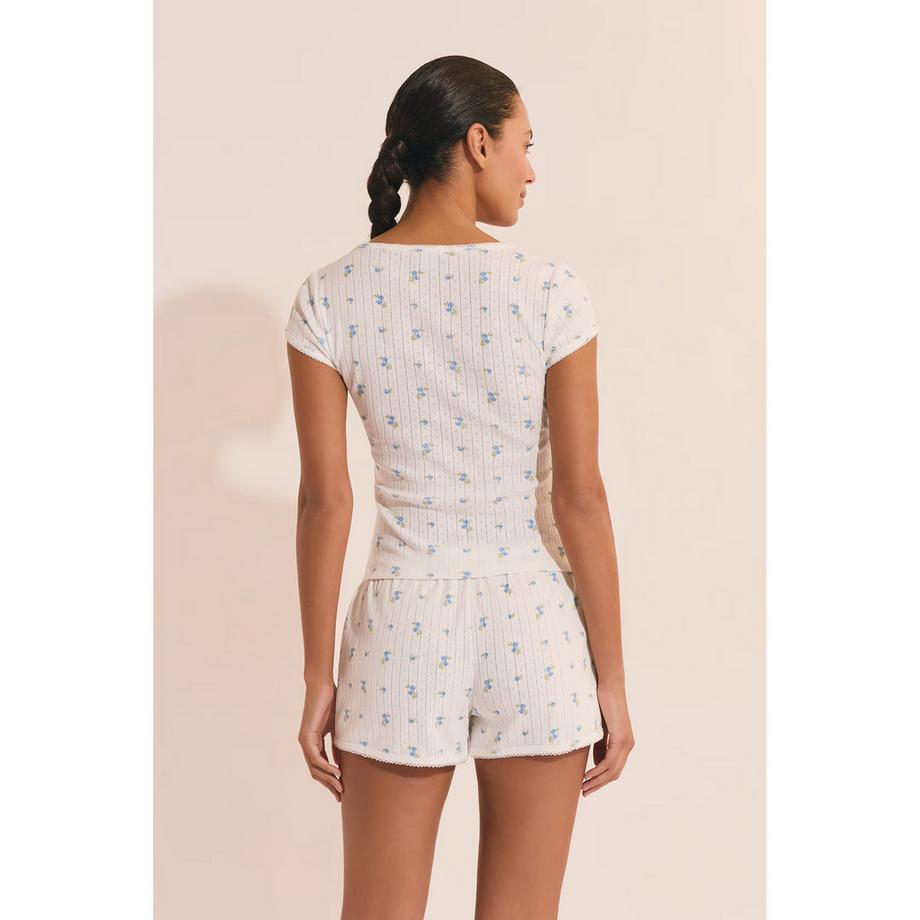 Etam T-shirt côtelé à manches courtes  