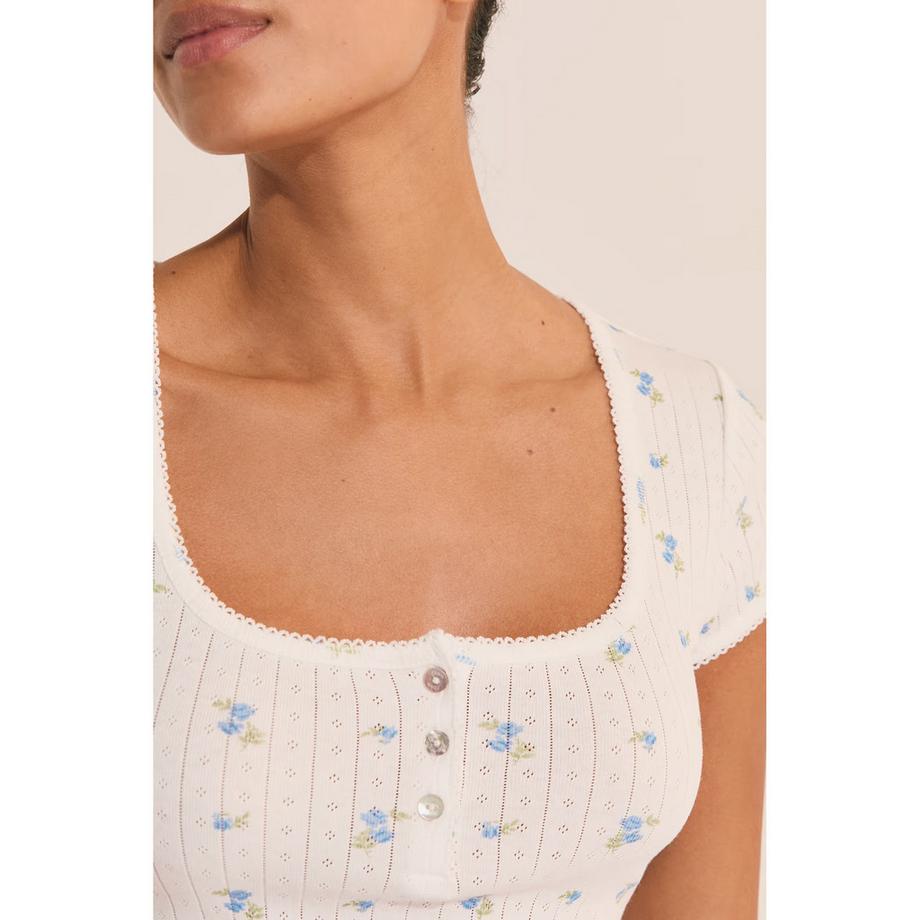 Etam T-shirt côtelé à manches courtes  