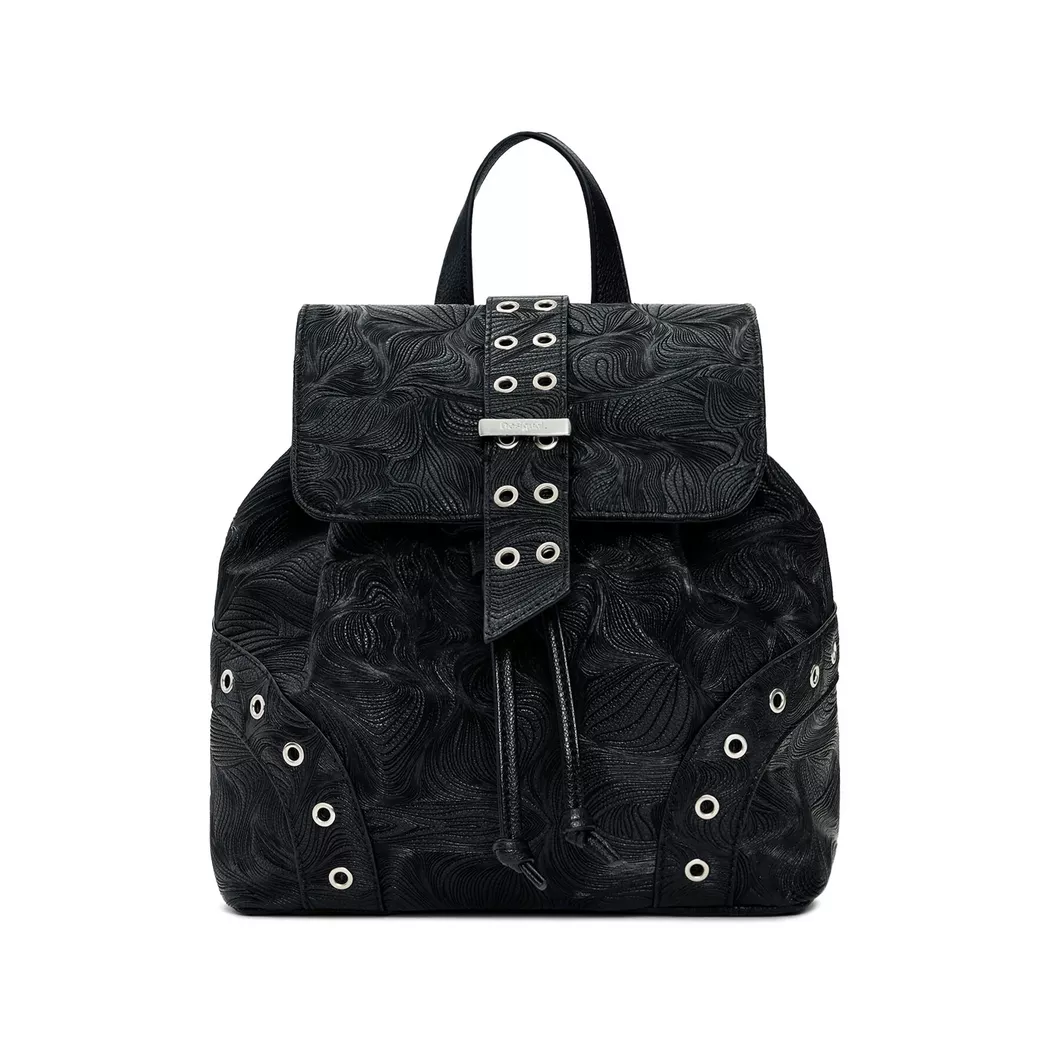 Desigual Sac à dos moyen brodé avec charms BLACK U female 6