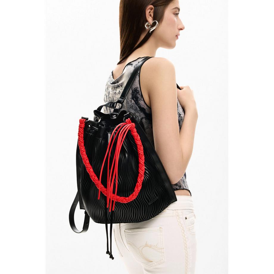 Desigual Sac à dos avec texture ondulée et poignée tressée  