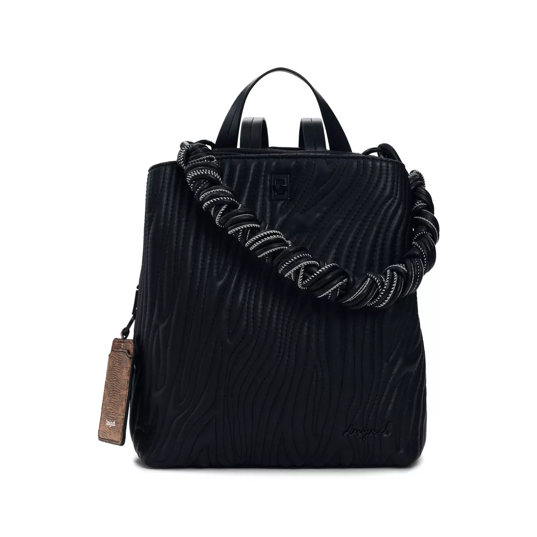 Desigual Sac à dos moyen brodé avec charms BLACK U female 10