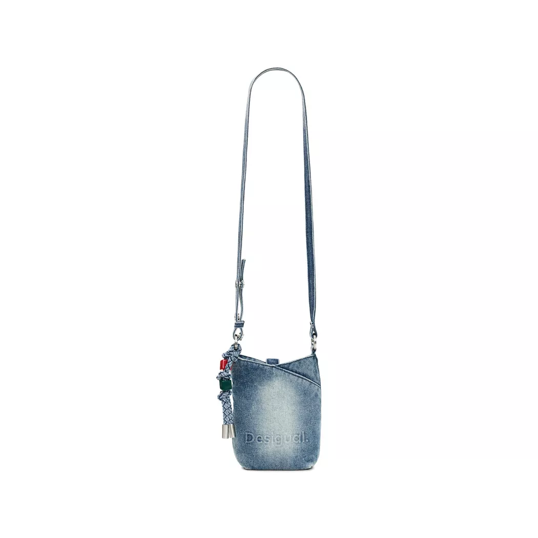Desigual Petit porte-monnaie bandoulière en denim avec appliques BLUE U female 2