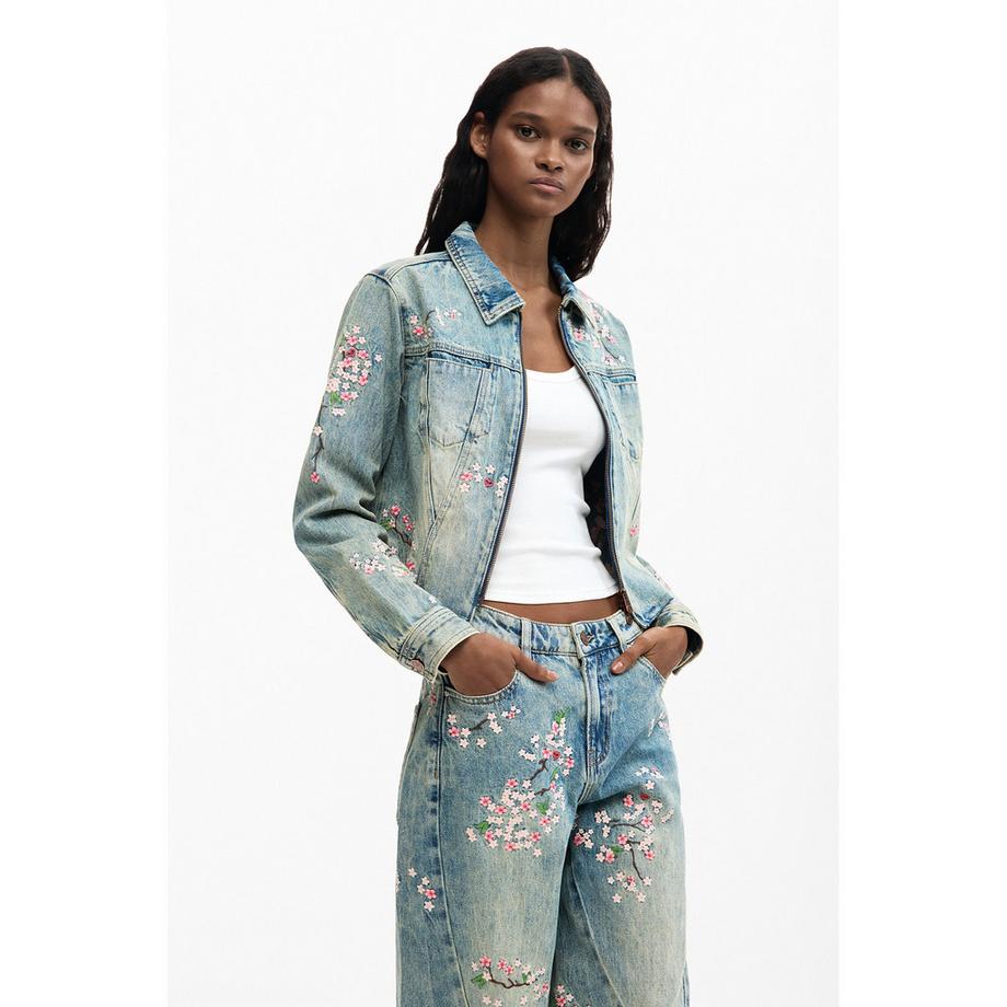 Desigual Jeans brodés fleuris Coupe Relaxed Fit  