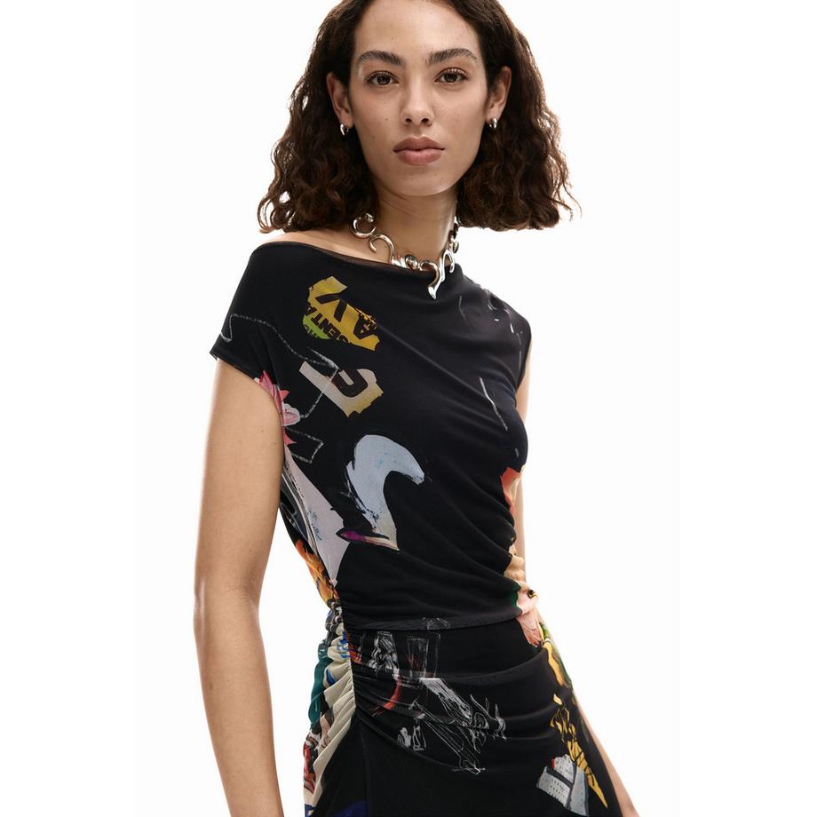 Desigual Vestito Midi Stampato Off-Shoulder  