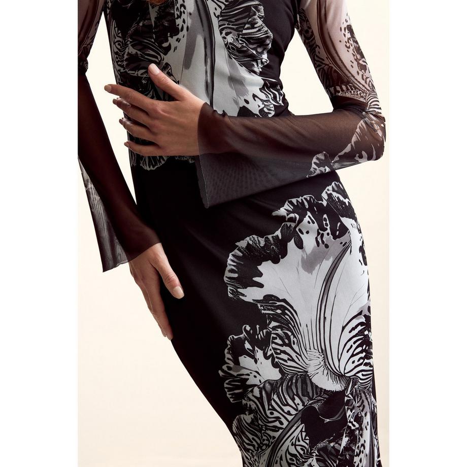 Desigual Abito midi stampato a maniche lunghe  