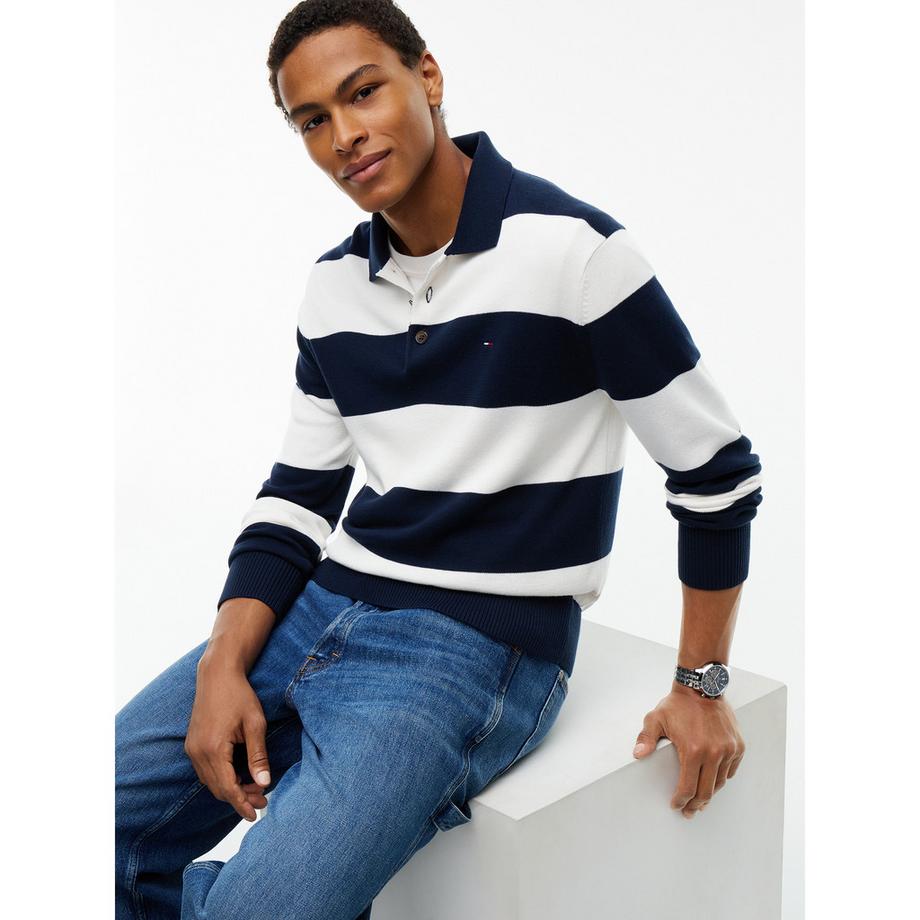 TOMMY JEANS Pullover a Collo Polo Maniche Lunghe  