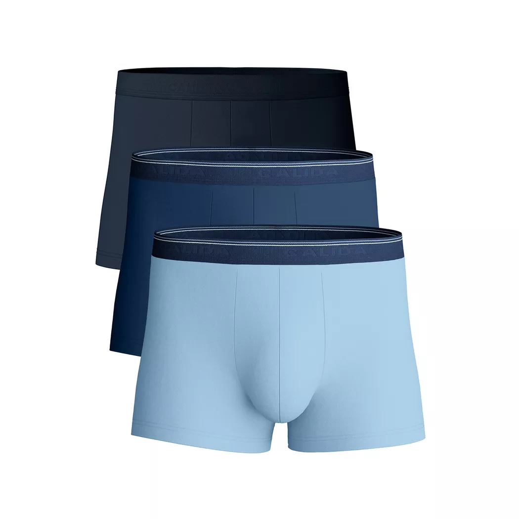 Boxershorts CALIDA "Natural Benefit", Herren, Gr. M (50), atlantic blau, Single Jersey, Obermaterial: 95% Baumwolle, 5% Elasthan, normal, Unterhosen, Single Jersey-Qualität, elastisch