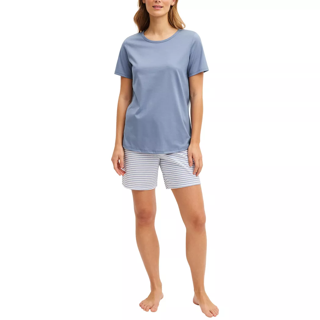 Schlafanzug CALIDA "Midnight Love", Damen, Gr. S (40/42), scandinavian, Interlock, Obermaterial: 100% Baumwolle, bequem lang, Rundhals, Homewear-Sets Schlafanzug, Langarm, Heavy-Interlock, Rundhals-Ausschnitt, wärmend 2