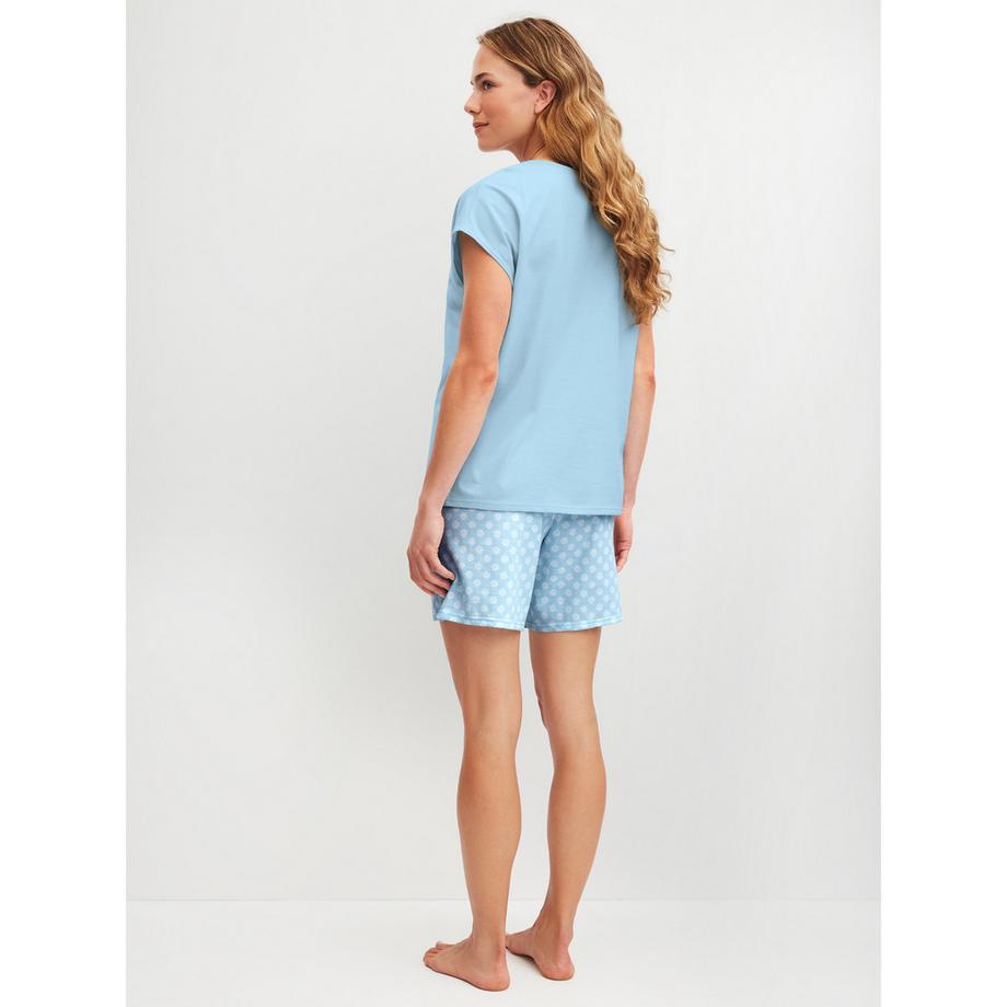 CALIDA Pyjama Set mit V-Ausschnitt Top und gemusterten Shorts  