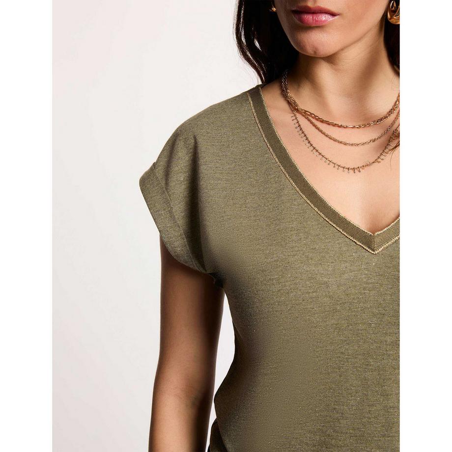 MORGAN T-shirt Scollo a V Maniche Corte  