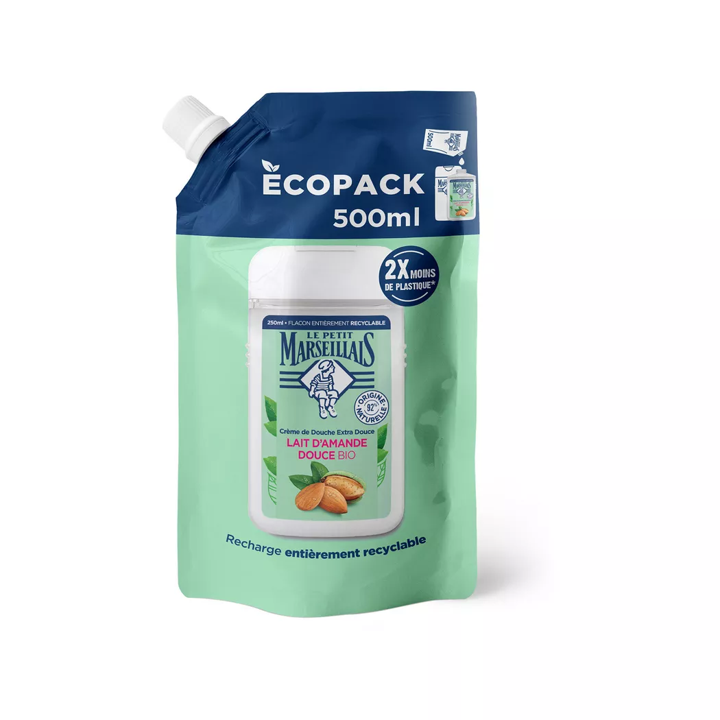 Le Petit Marseillais Crème de Douche Extra Douce Lait Amande Bio Éco Recharge 500 ML - Doypack 500 ml