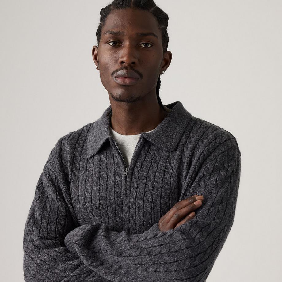 Levi's® Pull à col et demi-zip avec tricot torsadé  