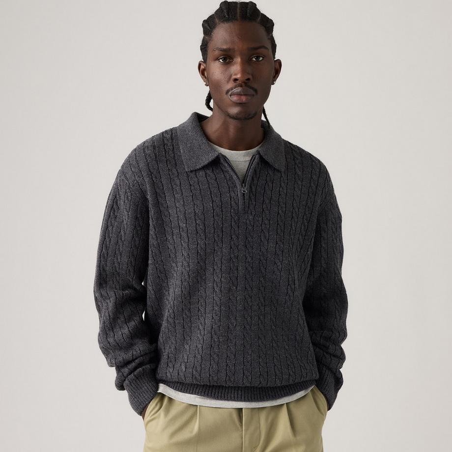 Levi's® Pull à col et demi-zip avec tricot torsadé  