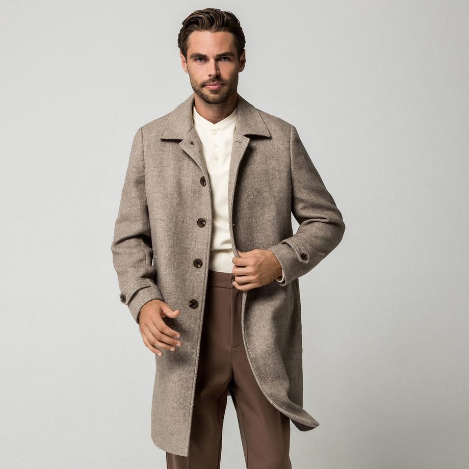 Manor Man Cappotto monopetto in misto lana  