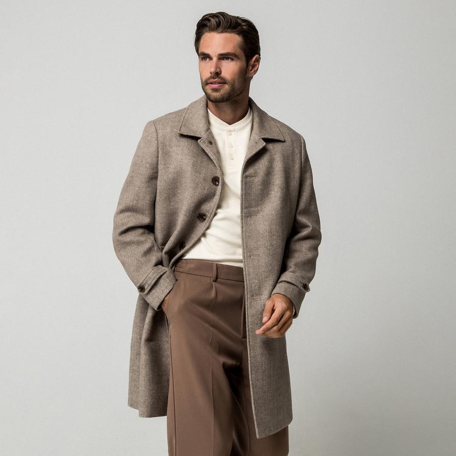 Manor Man Cappotto monopetto in misto lana  
