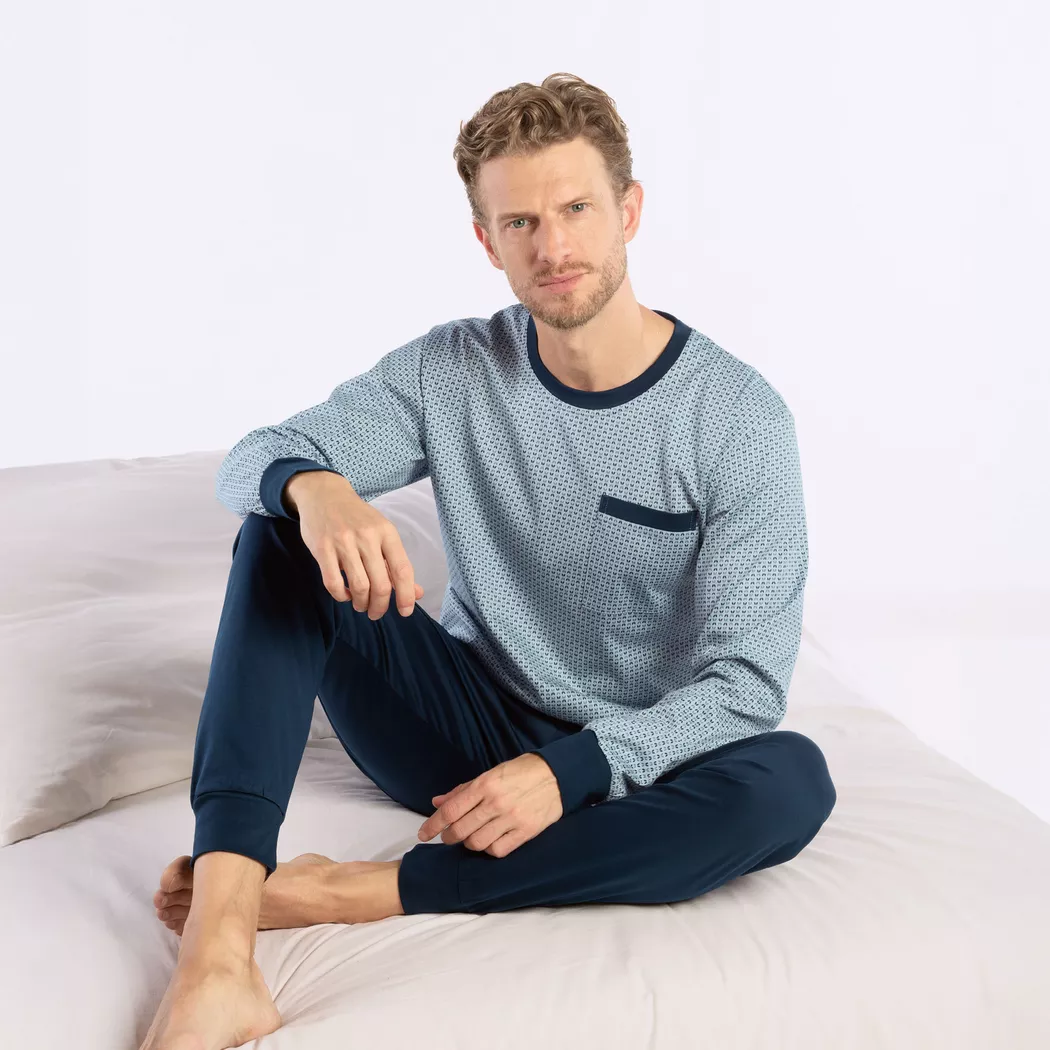 ISA Bodywear Men Short Sleeve Pyjama Set Blue L