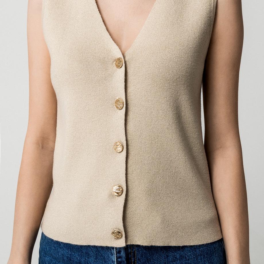 VILA Ärmellose V-Ausschnitt Knopfleisten-Gilet  