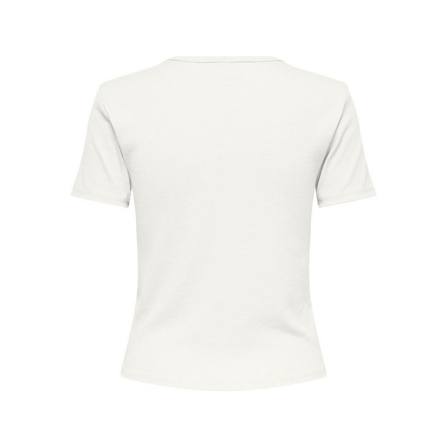 ONLY T-shirt a costine a maniche corte con ricamo a margherita  
