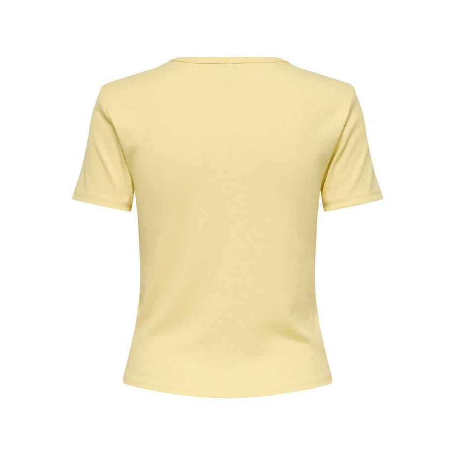 ONLY Geripptes Kurzarm T-Shirt mit Gänseblümchen Stickerei  