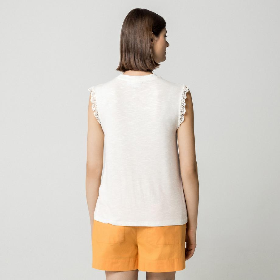 VILA Ärmelloses Top mit Spitzenbesatz  