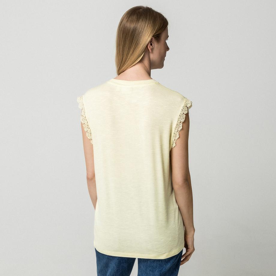 VILA Top sans manches avec bordure en dentelle  