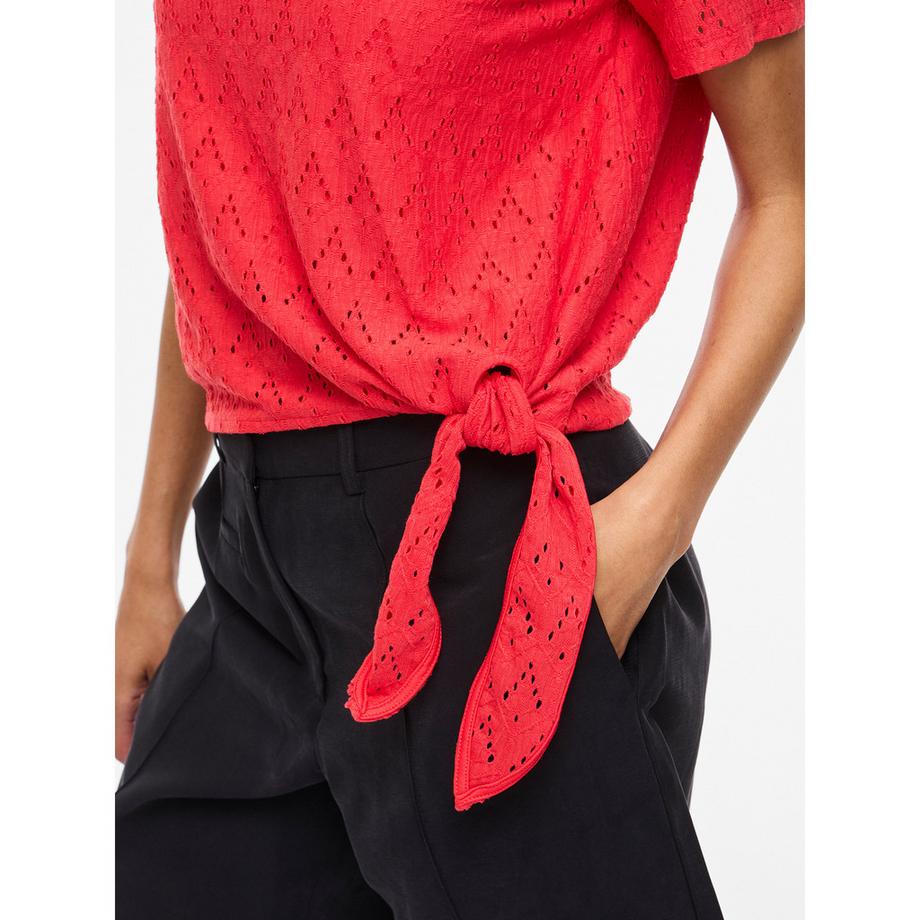 VILA Chemisier à manches courtes avec détail à nouer  