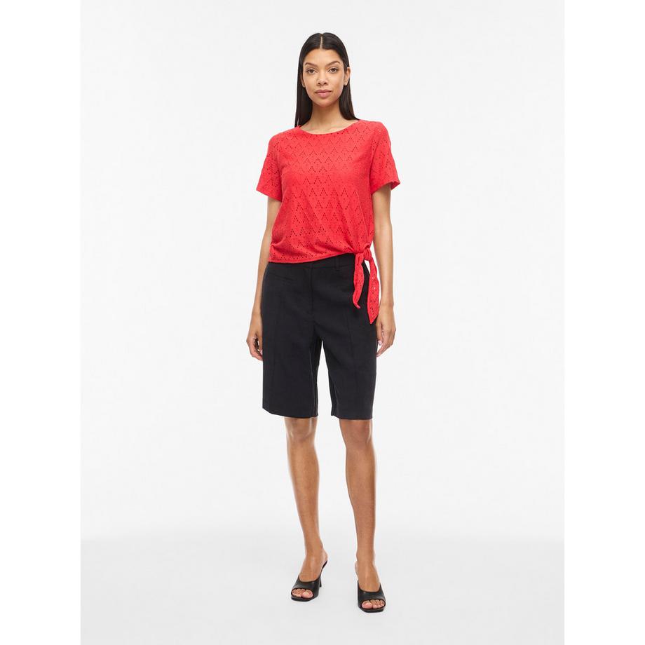 VILA Chemisier à manches courtes avec détail à nouer  