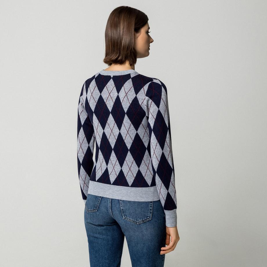 Manor Woman Cardigan à motif argyle  