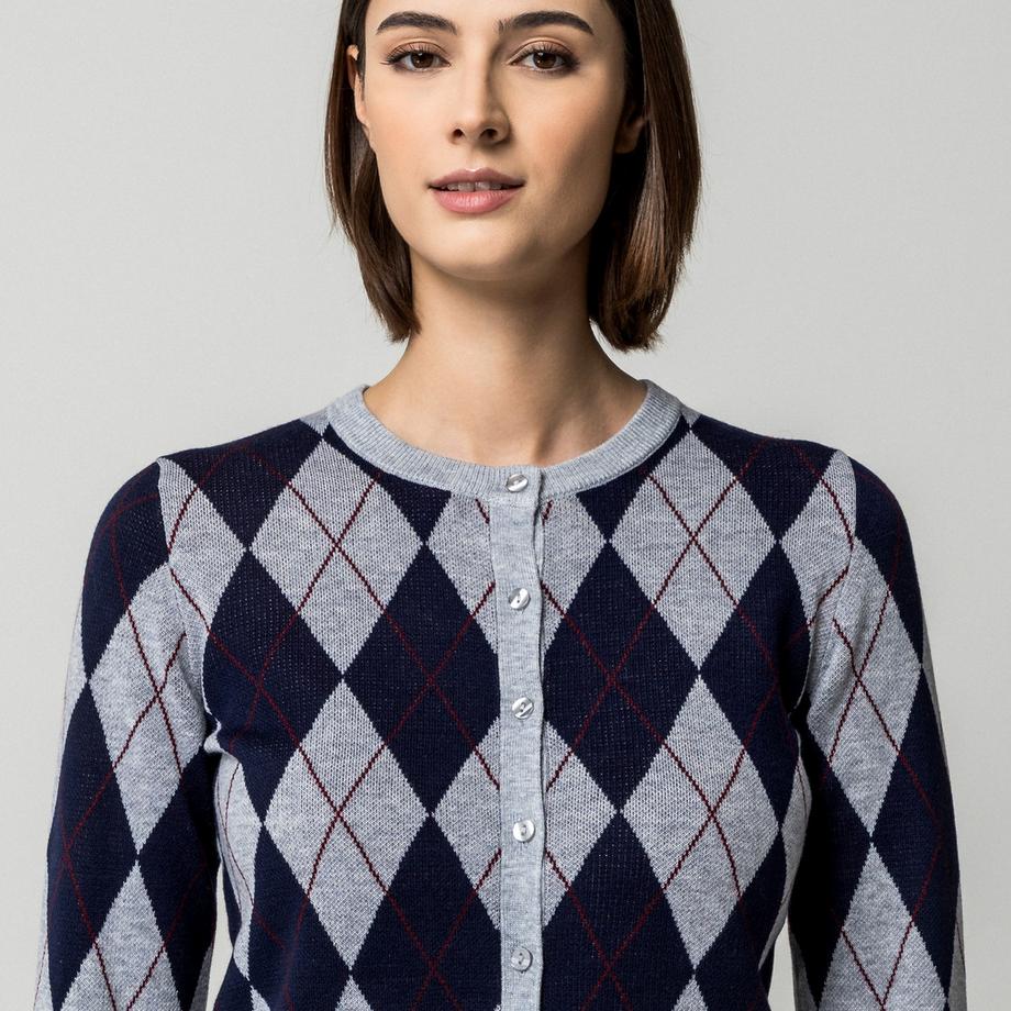 Manor Woman Cardigan à motif argyle  