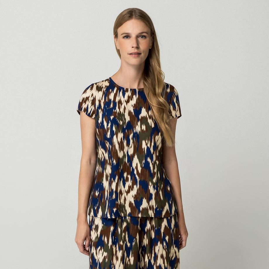 Manor Woman Chemisier Manches Courtes avec Motif Ikat  
