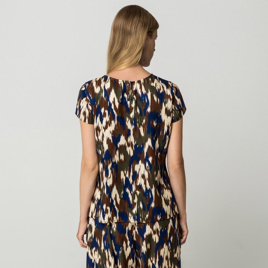 Manor Woman Chemisier Manches Courtes avec Motif Ikat  
