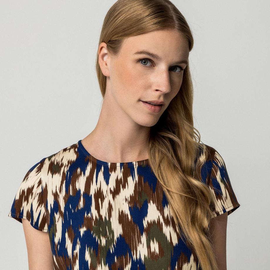 Manor Woman Chemisier Manches Courtes avec Motif Ikat  