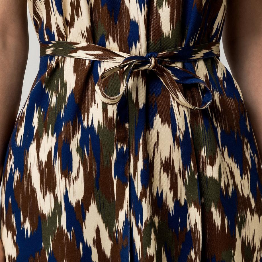 Manor Woman Abito midi con stampa ikat e cintura a fiocco  