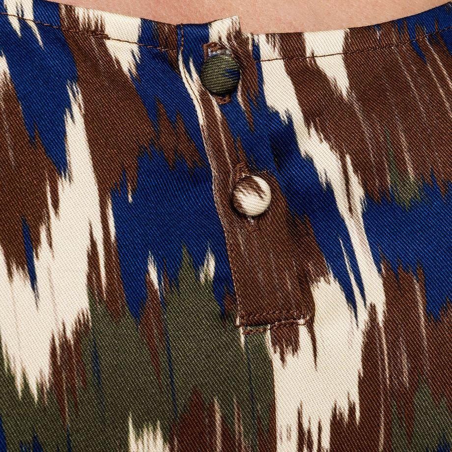 Manor Woman Abito midi con stampa ikat e cintura a fiocco  