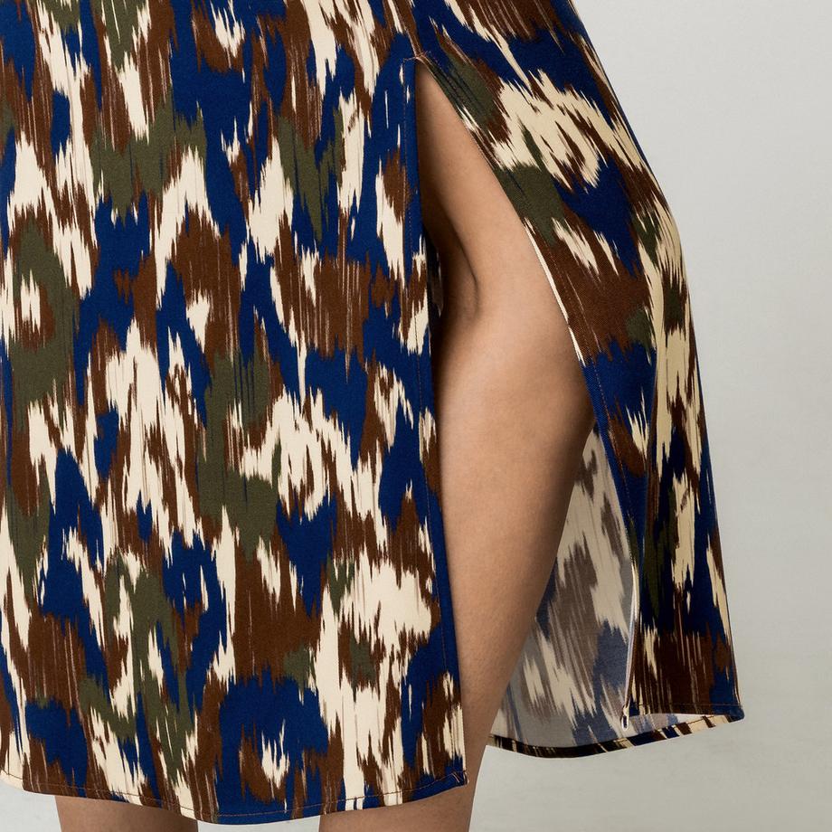 Manor Woman Abito midi con stampa ikat e cintura a fiocco  