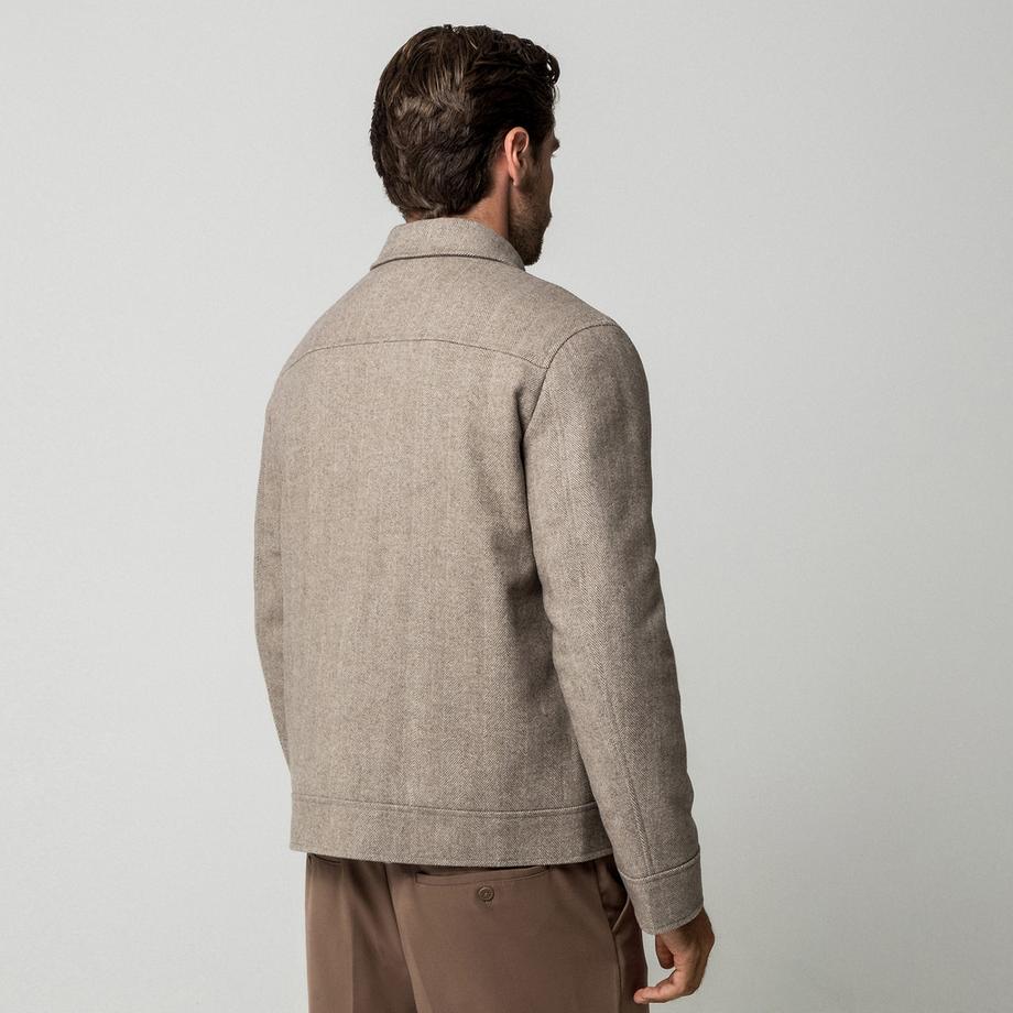 Manor Man Veste Herringbone avec col et poches avant  